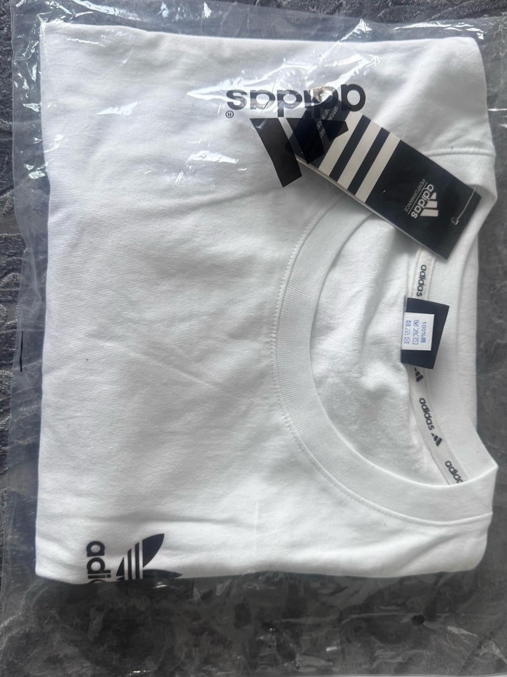 adidas White Trefoil Logo Short Sleeve Crew T-Shirt